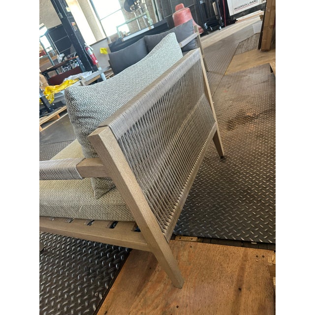 Transitional Transitional Stone Grey Wooden Outdoor Armchair For Sale - Image 3 of 12