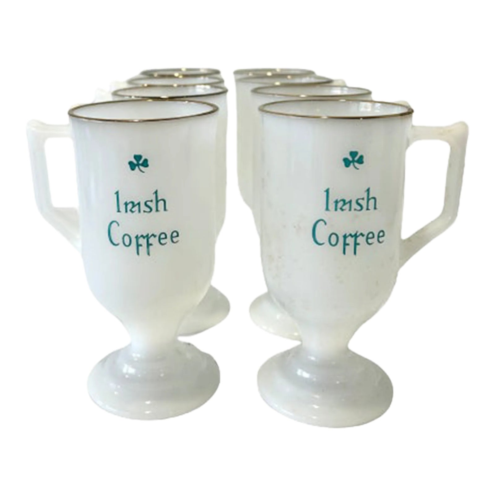 Early 20th Century Milk Glass Irish Coffee Mugs, Set of 8 Chairish
