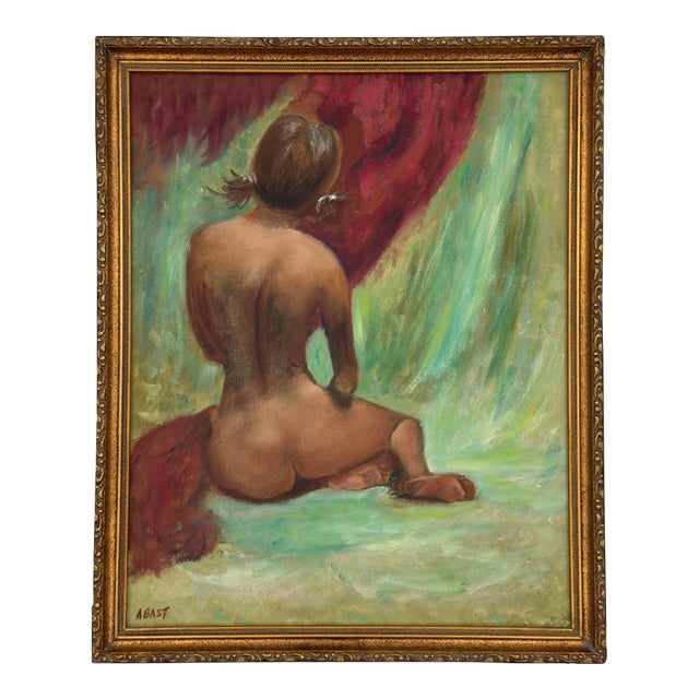 Vintage Original Oil Painting of a Female Nude Study For Sale