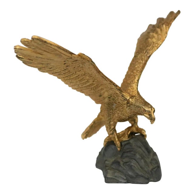 Gold American Eagle by Tripp Gilt Bronze Figurine For Sale - Image 8 of 11
