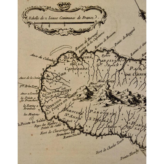 18th Century St. Christophe (St. Kitts): Bellin 18th Century Hand Colored Map, 1746 For Sale - Image 5 of 7