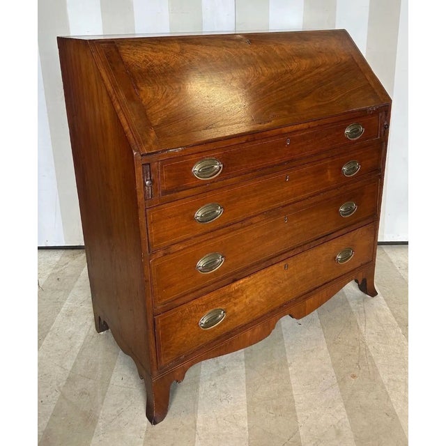 Great period Virginia inlaid walnut slant front desk with a family history of being made in Rockingham County. Nice...