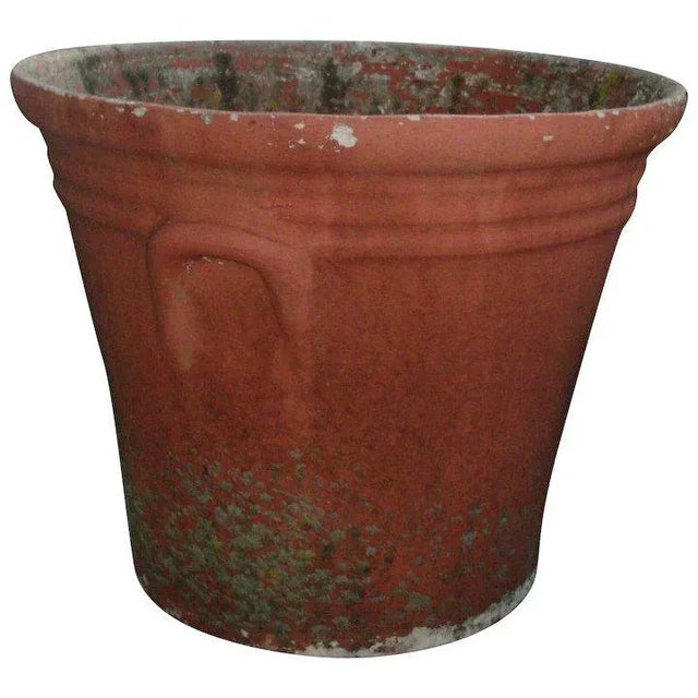 Terra Cotta Vintage 1940's Watts Concrete Terra Cotta Finish Palm Beach Flower Palm Tree Pot For Sale - Image 8 of 8