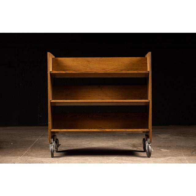 1950s Vintage Wooden Library Cart Chairish