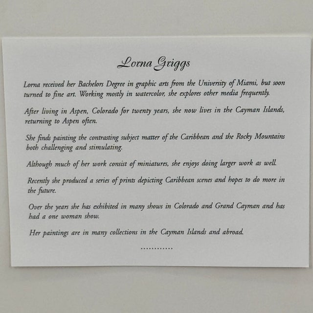 Original Watercolor Signed by Lorna Griggs, Cayman Islands Landscape For Sale - Image 9 of 11