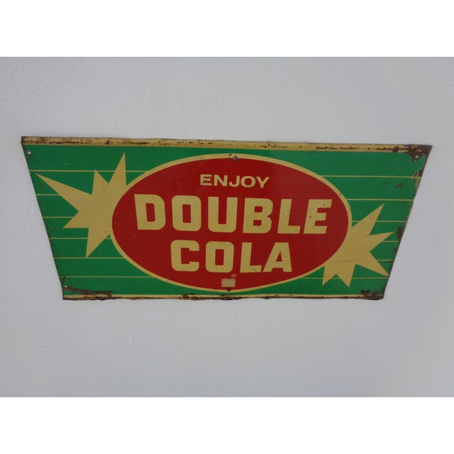 1960s Tin Enjoy Double Cola Sign, USA, 1960s For Sale - Image 5 of 18