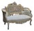French Rococo-Style Settee – Pastel Blue & Floral Upholstery With Ornate Gold Leaf Frame For Sale