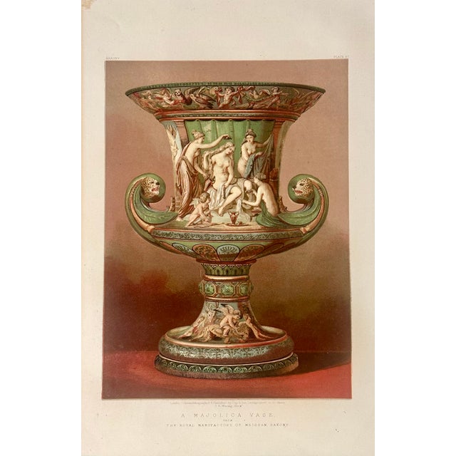 Industrial Majolica Vase - Saxony: J. B. Waring 1862 Chromolithograph, 1862 For Sale - Image 3 of 4