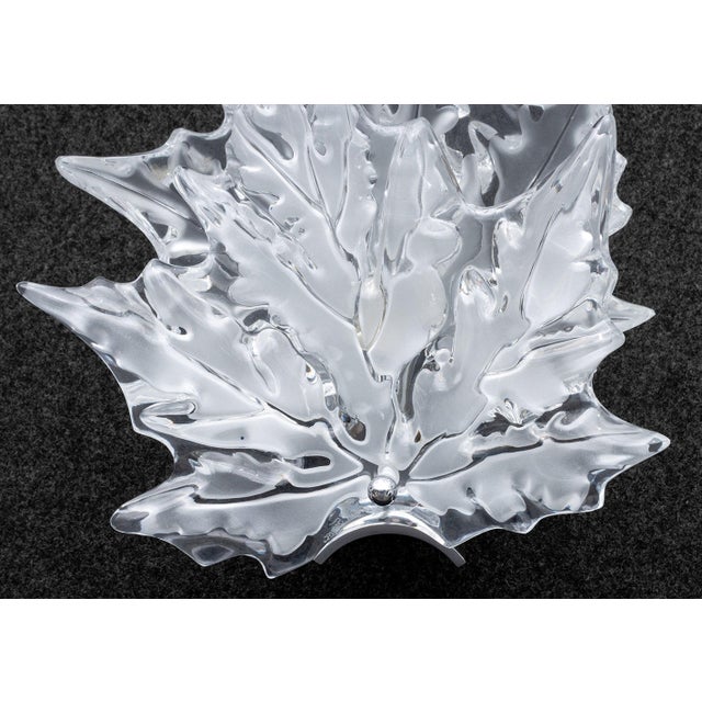 Metal Pair of Lalique Crystal and Chrome "Champs Elysees" Wall Sconces For Sale - Image 7 of 13
