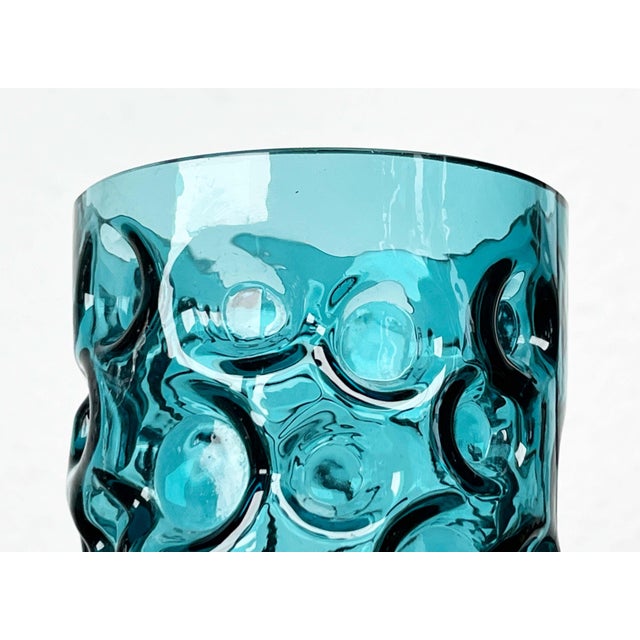 Blue Mid-Century Modern Space Age Blue Bubble Glass Vase by Wilhelm Braun-Feldweg for Hirschberg, Germany, 1960s For Sale - Image 8 of 16