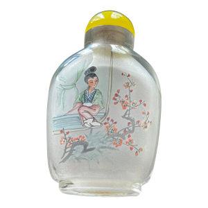 1940s Vintage Chinese Perfume Bottle Painting on Glass