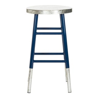 Silver Dipped Counter Stool in Navy & Silver For Sale