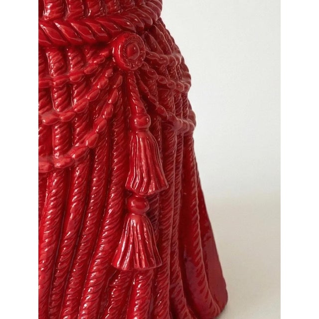 1970s Hollywood Regency Red Tassel Rope Side Table For Sale - Image 4 of 4