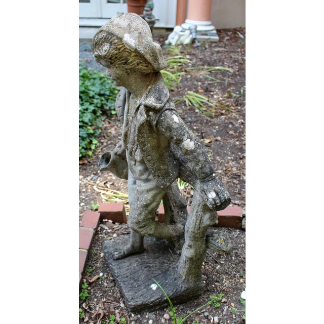 English Mid-20th Century English Cast Stone Garden Fountain Statue For Sale - Image 3 of 5
