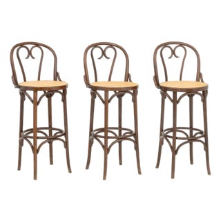 Thonet Attr. Bentwood Bar Stools, 3 For Sale