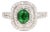 1.70 Carat Tsavorite Diamond 14 Karat White Gold Halo Engagement Ring, Size 7 For Sale