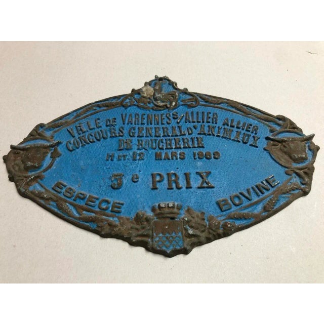 Plaque Concours Agricole Varennes-sur-Allier,Concours Général D'Animaux de Boucherie 11 and 12 March 1989,5 ieme Prix,...