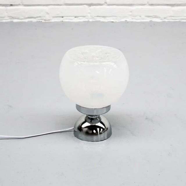 Silver Italian Space Age Glass Table Lamp, 1970s For Sale - Image 8 of 8