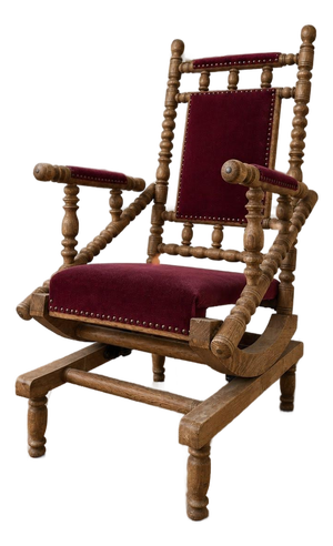 Danish Oak Highback Platform Rocking Chair in the Manner of Henning Kjærnulf, Circa 1970s