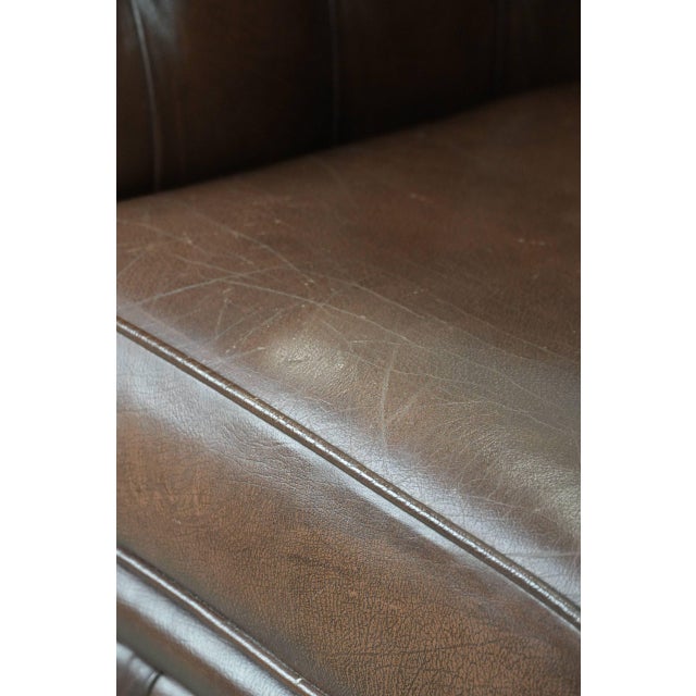 English Chesterfield Brown Cowhide Club Armchair For Sale - Image 14 of 16