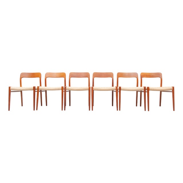 Dining Chairs Model 75 by Niels Otto Møller for J. L. Møller Møbelfabrik, 1950s, Set of 6 For Sale