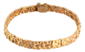 Mid 20th Century Nugget Rectangular 14k Yellow Gold Link Bracelet 8"