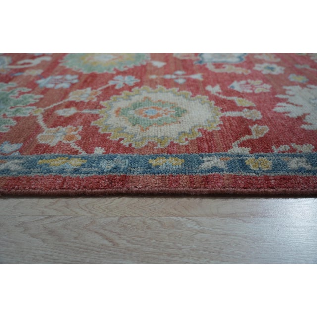Contemporary Rust Red Oushak Style Floral Hand-Knotted Wool Rug 8x10 For Sale - Image 3 of 6