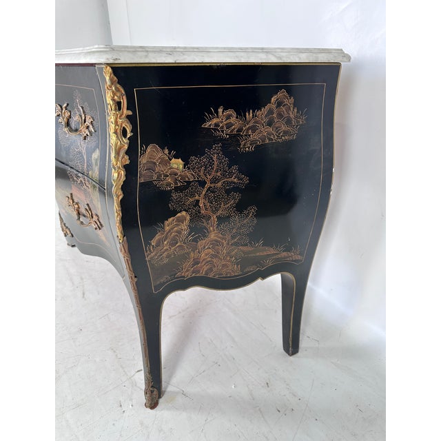Black Chinese Lacquer-Style Chest of Drawers, 1950s For Sale - Image 8 of 18