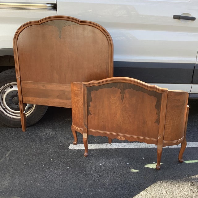 Vintage American Walnut Twin Bed by Atlas Furniture Co Jamestown Ny For Sale - Image 9 of 9