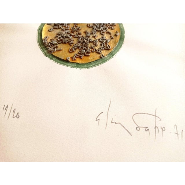 Alain Satié (1944, Toulouse - 2011, Paris) - Composition lettriste, 1971. Mixed media and metal collage on paper, hand-...