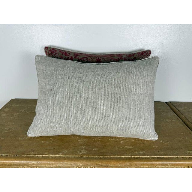 Wine Pair of Exceptional Fortuny Textile Pillows From 1940s Italian Villa Draperies For Sale - Image 8 of 8