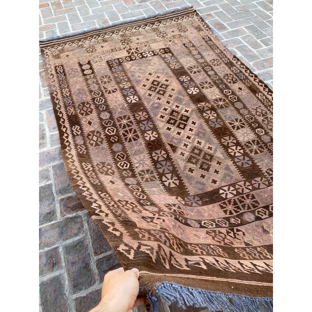 Vintage Afghan Handwoven Sheep Wool Kilim Rug For Sale - Image 11 of 11