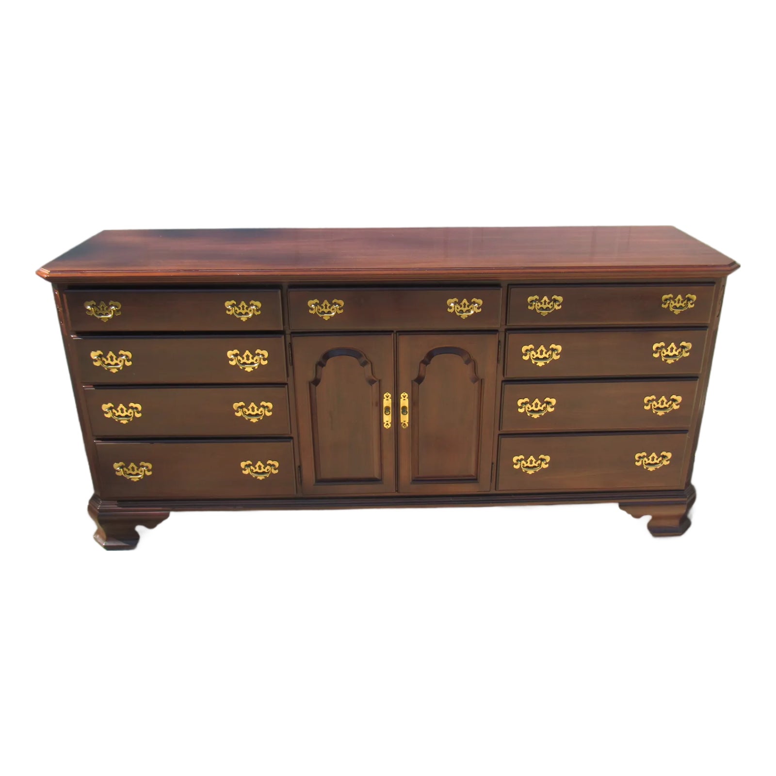1980s Ethan Allen Dresser Chest Long Cherry Georgian Court | Chairish
