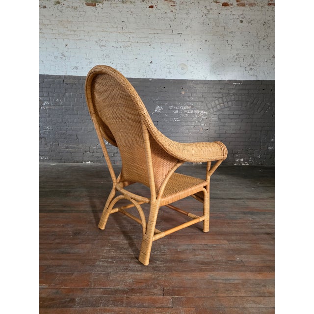 Vintage Arts & Crafts Wicker Rattan Armchair Attrb. Dryad and Co Uk For Sale - Image 4 of 13