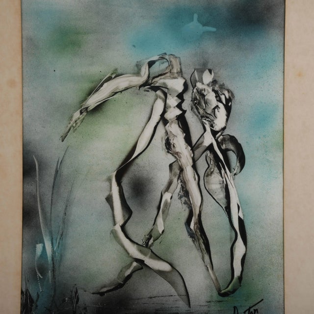 This Framed Signed J. Akston Untitled 1973 Enamel on Board features a bold abstract composition rendered in fluid, linear...