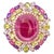 Ruby Red Bochic "Orient" Vintage Ruby, Peridot & Amethyst Ring Set In 18 K Gold & Silver For Sale - Image 8 of 8