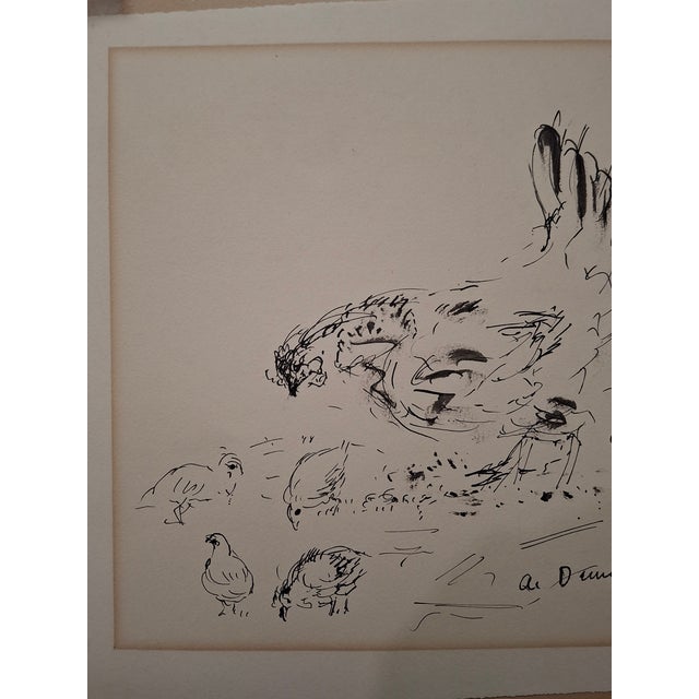 Drawing/Sketching Materials Andre Dunoyer De Segonzac (French, 1884-1974) Pen & Ink "Chickens" C.1930's For Sale - Image 7 of 7