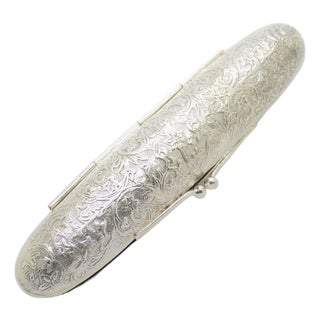 Vintage Italian Handmade Genuine Sterling Silver 925 Cigar Holder Florentine Box For Sale