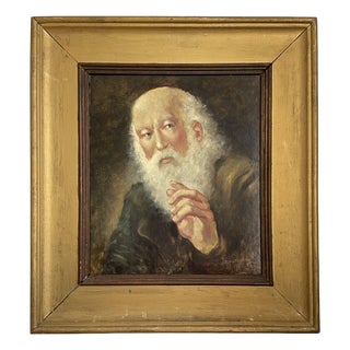 Dieudonné Damoiseaux, Portrait de vieil homme (Darwin?), Oil on Panel For Sale
