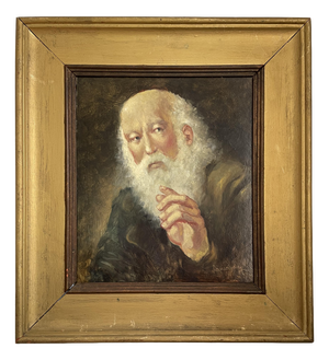 Dieudonné Damoiseaux, Portrait de vieil homme (Darwin?), Oil on Panel