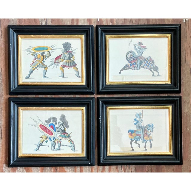 Wood Vintage Medieval Knight Prints in Black Frames - Set of 4 For Sale - Image 7 of 18