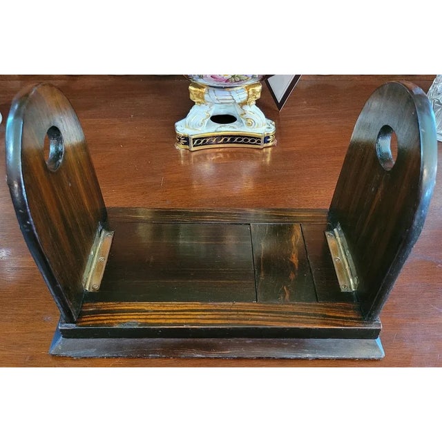 Traditional 19c British Coromandel, Brass With Large Jasperware Medallions Book Slide For Sale - Image 3 of 12