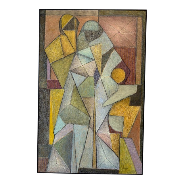Vintage Abstract Family Portrait Painting For Sale