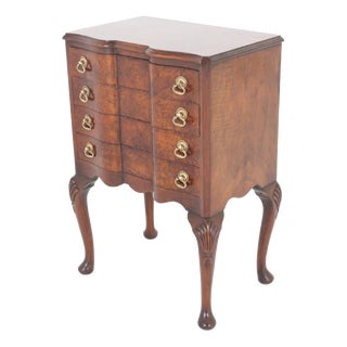 Queen Anne Revival Bedside Cabinet in Walnut, 1920s For Sale