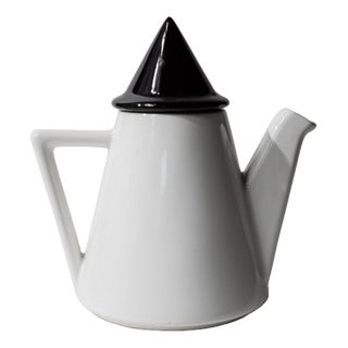 Vintage Postmodern Triangular Black and White Ceramic Coffee or Tea Pot, 1980s For Sale