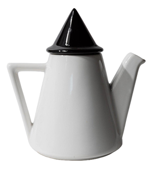 Vintage Postmodern Triangular Black and White Ceramic Coffee or Tea Pot, 1980s