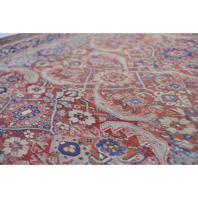 Antique Geometric Jagged Flower Pattern Rug 9.7 x 13 For Sale - Image 9 of 13