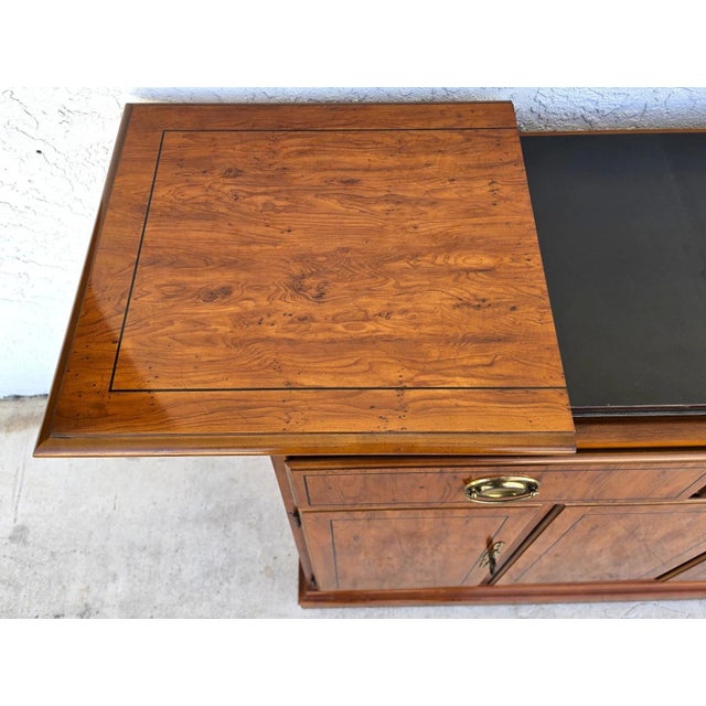 Brown Drexel Campaign Dry Bar Side Board Slide Top Rolling 1970s For Sale - Image 8 of 16