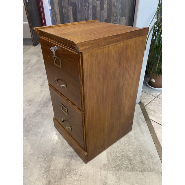 1950s Vintage Filing Cabinet in Oak, 1950s For Sale - Image 5 of 11
