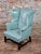 18th Century Teal Leather Upholstered Wing Chair-George III For Sale - Image 13 of 13